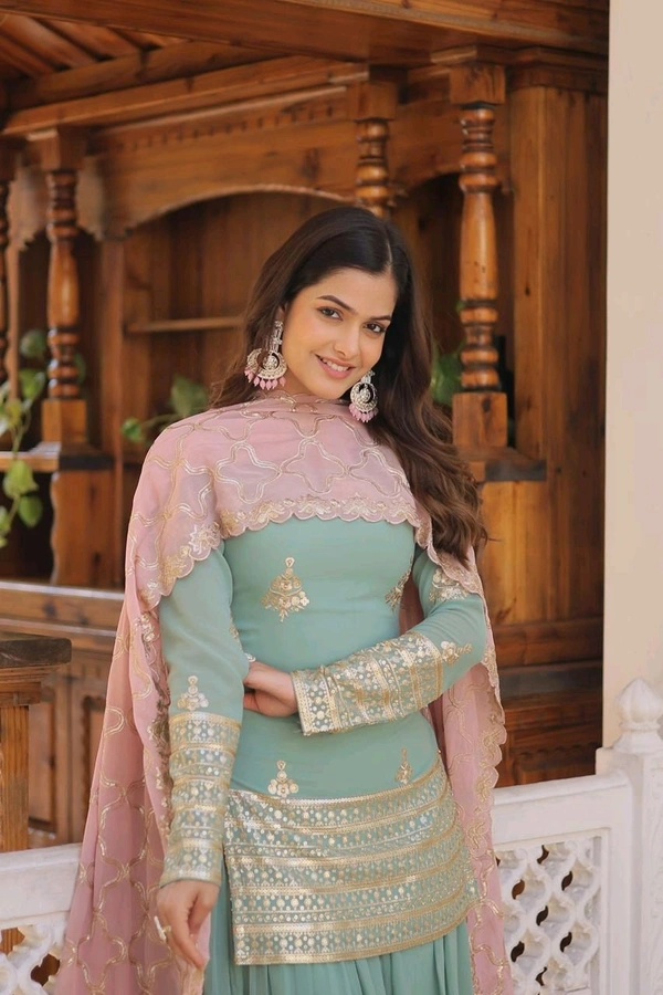 Antique Fashion 1 Kurti Plazzo Dupatta  - M 38, colour 2
