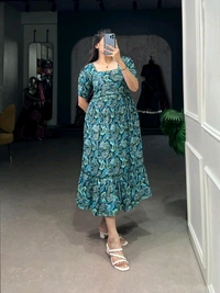 Antique Fashion 1 Step Back in Time with Our Vintage Polka Dots Print Georgette Long Frock   The Perfect Blend of Retro Charm and Modern Elegance  - colour 2