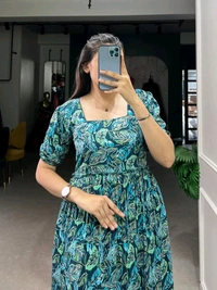 Antique Fashion 1 Step Back in Time with Our Vintage Polka Dots Print Georgette Long Frock   The Perfect Blend of Retro Charm and Modern Elegance  - colour 2