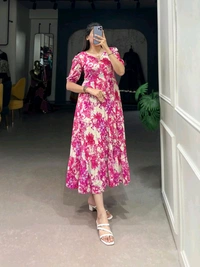 Antique Fashion 1 Step Back in Time with Our Vintage Polka Dots Print Georgette Long Frock   The Perfect Blend of Retro Charm and Modern Elegance  - colour 1