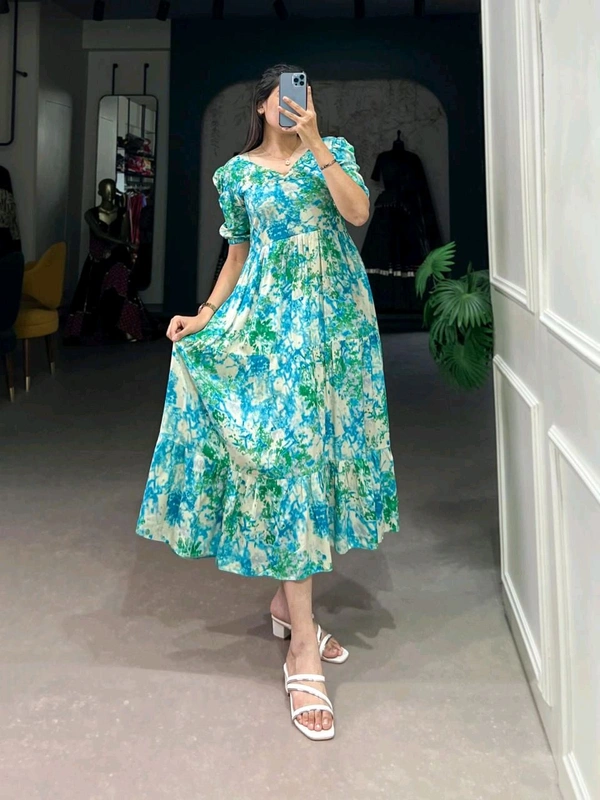 Antique Fashion 1 Step Back in Time with Our Vintage Polka Dots Print Georgette Long Frock   The Perfect Blend of Retro Charm and Modern Elegance  - colour 2