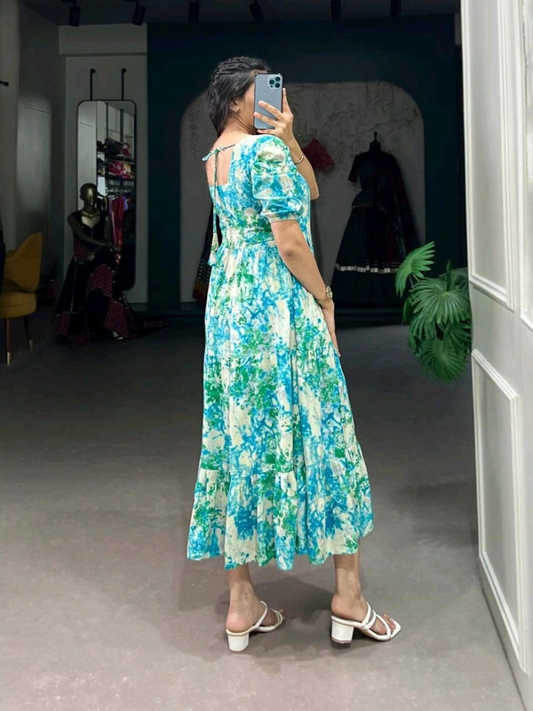 Antique Fashion 1 Step Back in Time with Our Vintage Polka Dots Print Georgette Long Frock   The Perfect Blend of Retro Charm and Modern Elegance  - colour 2
