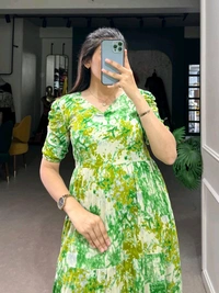 Antique Fashion 1 Step Back in Time with Our Vintage Polka Dots Print Georgette Long Frock   The Perfect Blend of Retro Charm and Modern Elegance  - colour 4