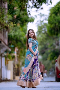 Antique Fashion 1 Elevate your ethnic fashion with the allure of South Indian style Lehenga Choli  a blend of tradition and modernity that captivates hearts - color 1, Sttiched Blouse