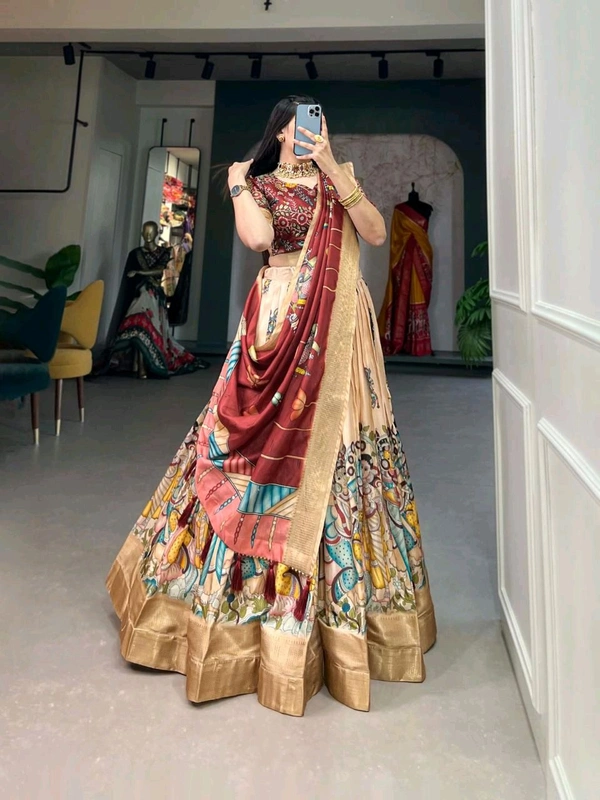 Antique Fashion 1 Elevate your ethnic fashion with the allure of South Indian style Lehenga Choli  a blend of tradition and modernity that captivates hearts - color 2, Unstitched Blouse