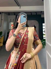 Antique Fashion 1 Elevate your ethnic fashion with the allure of South Indian style Lehenga Choli  a blend of tradition and modernity that captivates hearts - color 2, Unstitched Blouse