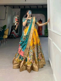 Antique Fashion 1 Elevate your ethnic fashion with the allure of South Indian style Lehenga Choli  a blend of tradition and modernity that captivates hearts - color 3, Unstitched Blouse