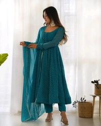 Antique Fashion 1 Anarkali Suit Set  - S (36), rama