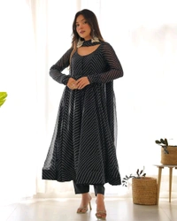 Antique Fashion 1 Anarkali Suit Set  - M (38), Black