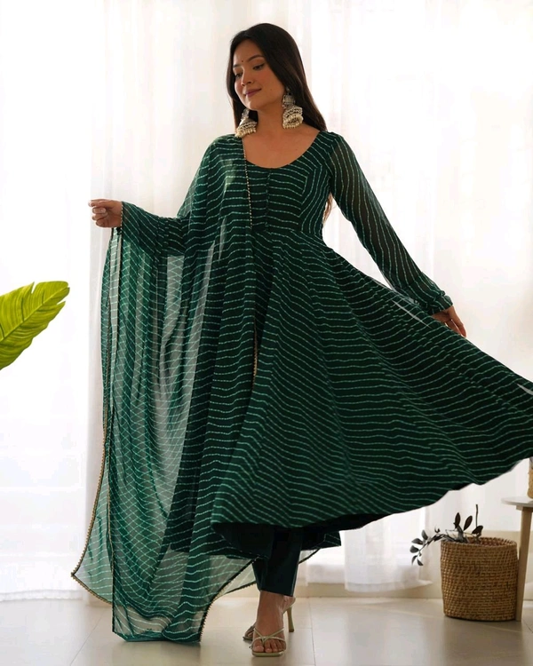 Antique Fashion 1 Anarkali Suit Set  - M 38, bottal green