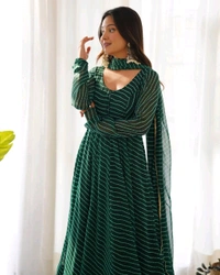 Antique Fashion 1 Anarkali Suit Set  - M 38, bottal green