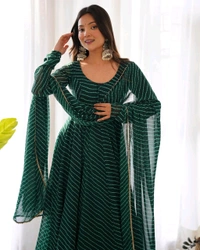 Antique Fashion 1 Anarkali Suit Set  - M 38, bottal green