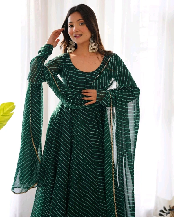 Antique Fashion 1 Anarkali Suit Set  - L 40, bottal green