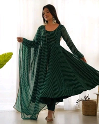 Antique Fashion 1 Anarkali Suit Set  - L 40, bottal green