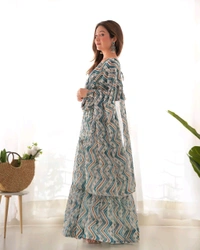 Antique Fashion 1 ZIGZAG PRINT FABRIC FULLY FLAIR ANARKALI WITH DUPPTA SET,PENT READY TO WEAR  - S (36), colour 2