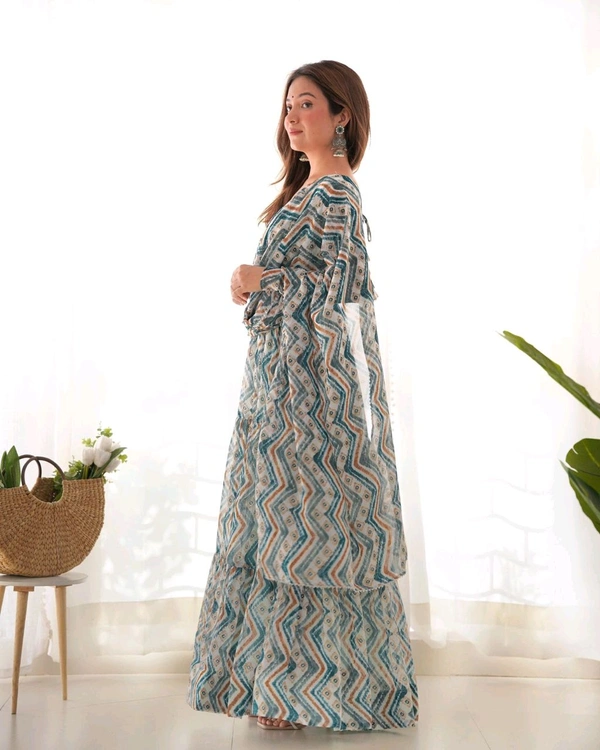 Antique Fashion 1 ZIGZAG PRINT FABRIC FULLY FLAIR ANARKALI WITH DUPPTA SET,PENT READY TO WEAR  - S (36), colour 2