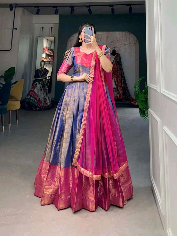 Antique Fashion 1 Gown + Dupatta  - colour 2