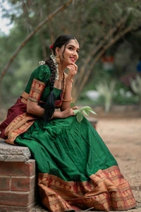 Antique Fashion 1 South Indian Lehenga  - colour 1, Stitched Blouse