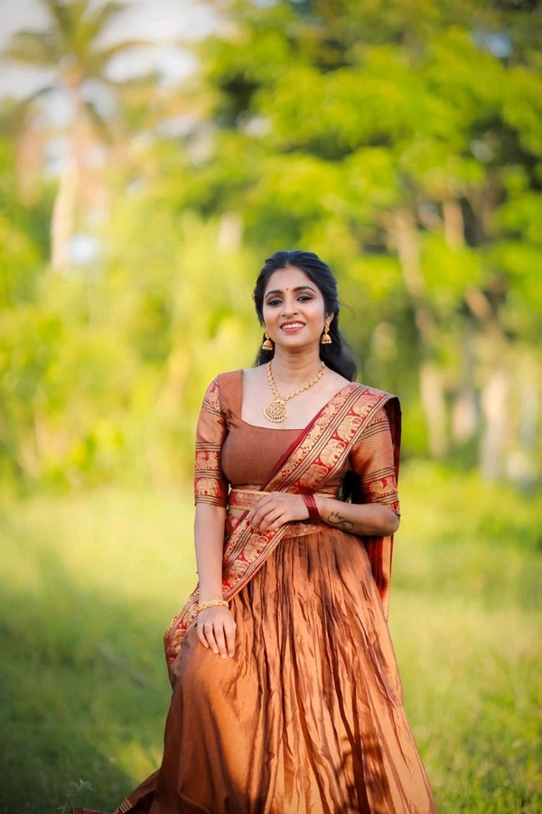 Antique Fashion 1 South Indian Lehenga  - colour 5, Unstitched Blouse