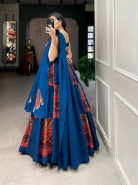 Antique Fashion 1 Add this phenomenal spirit of  lehenga with printed design in your garba collection to make imperial impressions on garba night  - colour 1