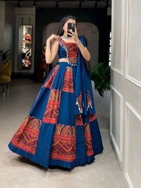 Antique Fashion 1 Add this phenomenal spirit of  lehenga with printed design in your garba collection to make imperial impressions on garba night  - colour 1