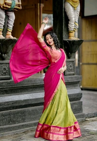 Antique Fashion 1 South Indian Lehenga  - Stitched Blouse, XL