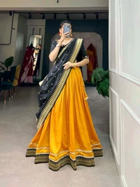 Antique Fashion 1 South Indian Lehenga  - Unstitched Blouse