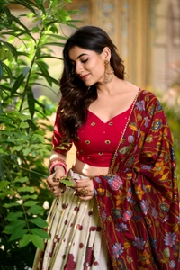 Antique Fashion 1 South Indian Lehenga  - colour 1, Unstitched Blouse