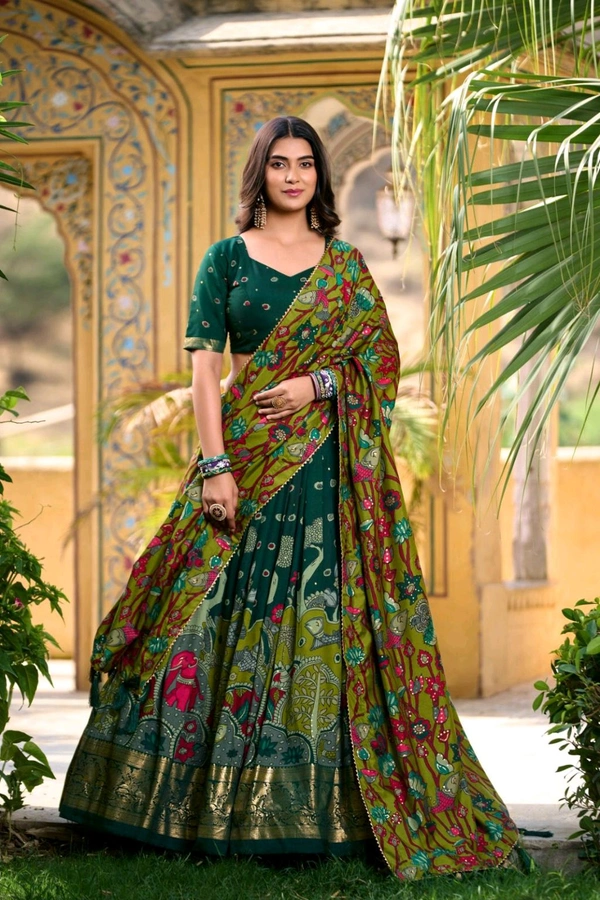 Antique Fashion 1 South Indian Lehenga  - colour 2, Unstitched Blouse