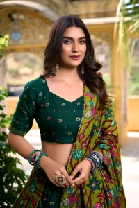 Antique Fashion 1 South Indian Lehenga  - colour 2, Unstitched Blouse