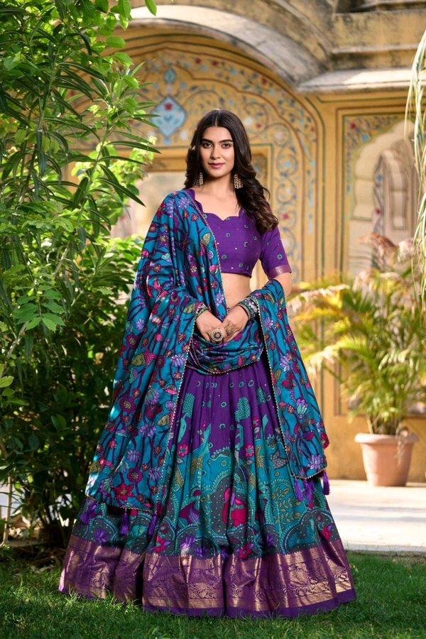 Antique Fashion 1 South Indian Lehenga  - colour 3, Unstitched Blouse