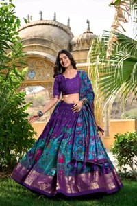 Antique Fashion 1 South Indian Lehenga  - colour 3, Unstitched Blouse