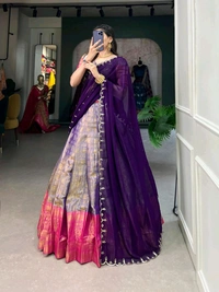 Antique Fashion 1 South Indian Lehenga - colour 2, Unstitched Blouse