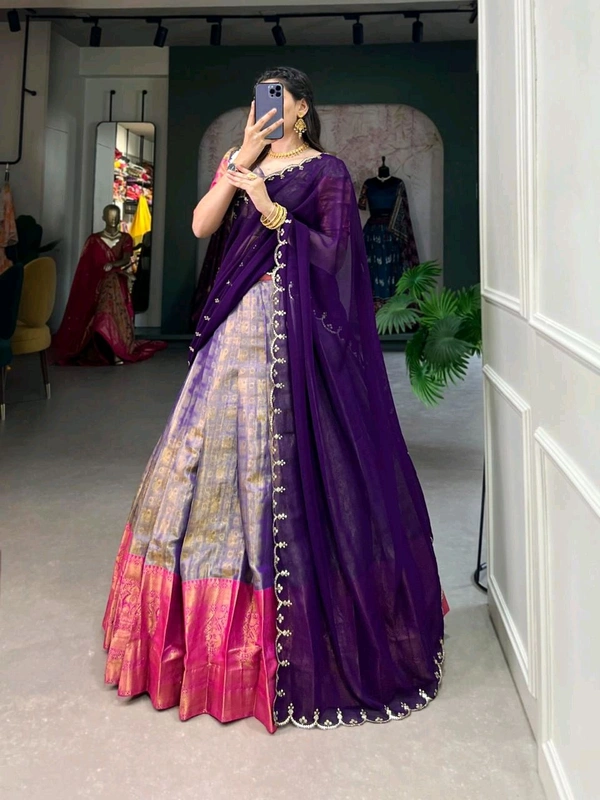 Antique Fashion 1 South Indian Lehenga - colour 2, Unstitched Blouse
