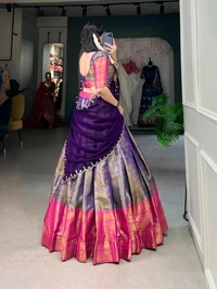 Antique Fashion 1 South Indian Lehenga - colour 2, Unstitched Blouse