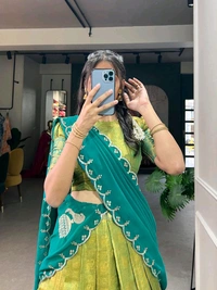 Antique Fashion 1 South Indian Lehenga - colour 3, Unstitched Blouse