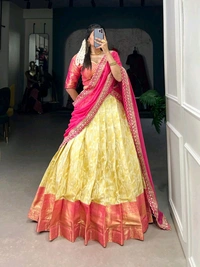 Antique Fashion 1 South Indian Lahenga  - colour 1, Stitched Blouse