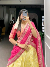 Antique Fashion 1 South Indian Lahenga  - colour 1, Stitched Blouse