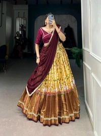 Antique Fashion 1 South Indian Lehenga  - colour 1, Stitched Blouse