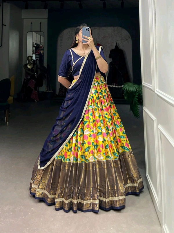 Antique Fashion 1 South Indian Lehenga  - colour 3, Unstitched Blouse