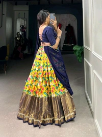 Antique Fashion 1 South Indian Lehenga  - colour 3, Unstitched Blouse