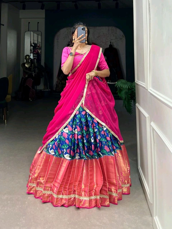 Antique Fashion 1 South Indian Lehenga  - colour 4, Unstitched Blouse