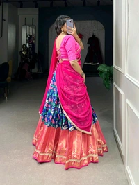 Antique Fashion 1 South Indian Lehenga  - colour 4, Unstitched Blouse