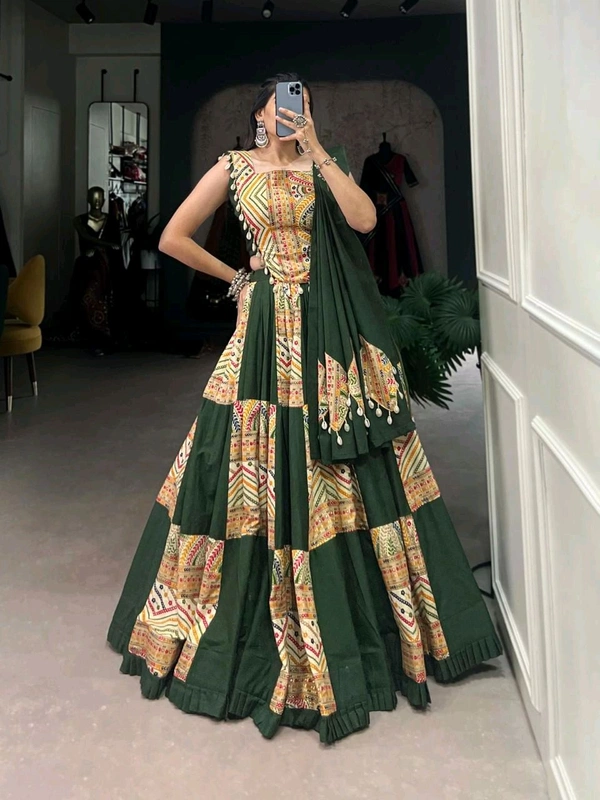 Antique Fashion 1 Add this phenomenal spirit of  lehenga with printed design in your garba collection to make imperial impressions on garba night  - colour 2