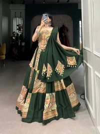 Antique Fashion 1 Add this phenomenal spirit of  lehenga with printed design in your garba collection to make imperial impressions on garba night  - colour 2
