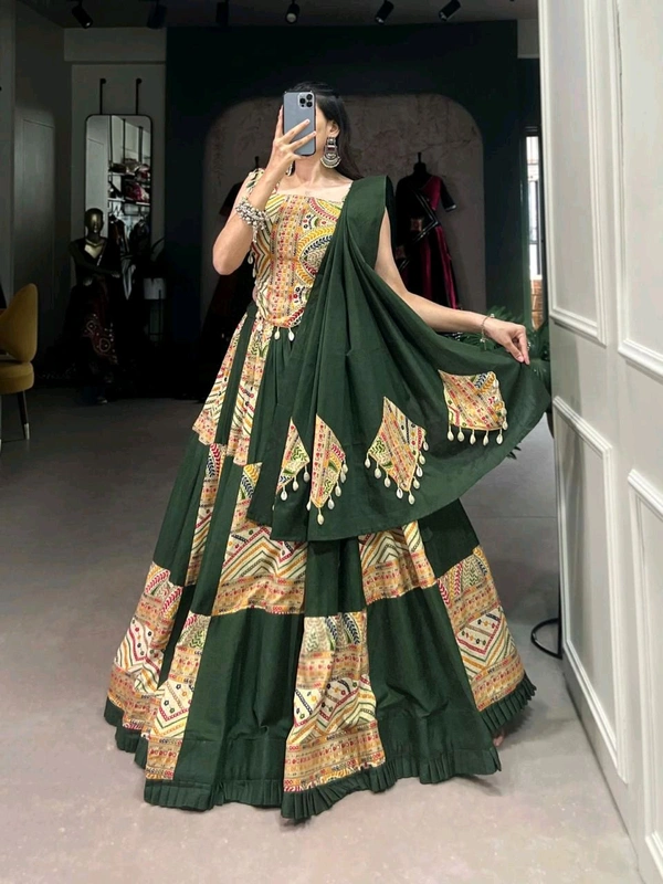 Antique Fashion 1 Add this phenomenal spirit of  lehenga with printed design in your garba collection to make imperial impressions on garba night  - colour 2