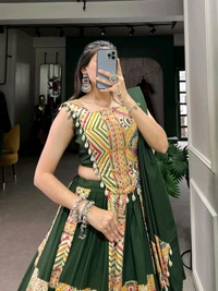 Antique Fashion 1 Add this phenomenal spirit of  lehenga with printed design in your garba collection to make imperial impressions on garba night  - colour 2