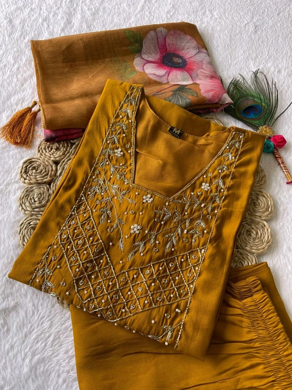 Antique Fashion 1 Kurti Pant Duppta Set  - M, colour 1