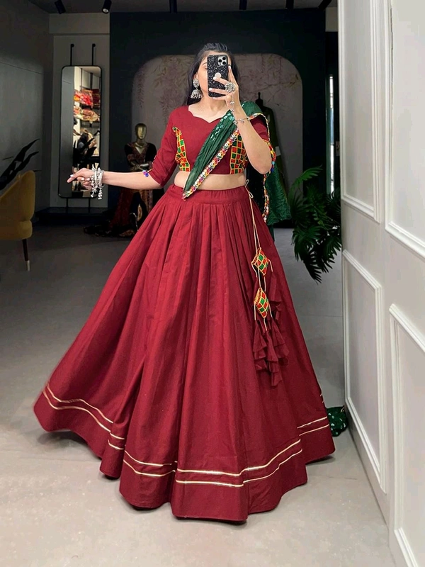 Antique Fashion 1 Give yourself quintessential look in navratri night by wearing this classic garba choli crafted from the finest cotton  adorn with gamthi work blouse   - colour 3
