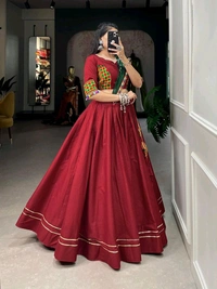 Antique Fashion 1 Give yourself quintessential look in navratri night by wearing this classic garba choli crafted from the finest cotton  adorn with gamthi work blouse   - colour 3